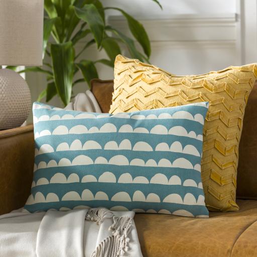 Surya Lachen LHN-017 Cream Teal 20"H x 20"W Pillow Cover