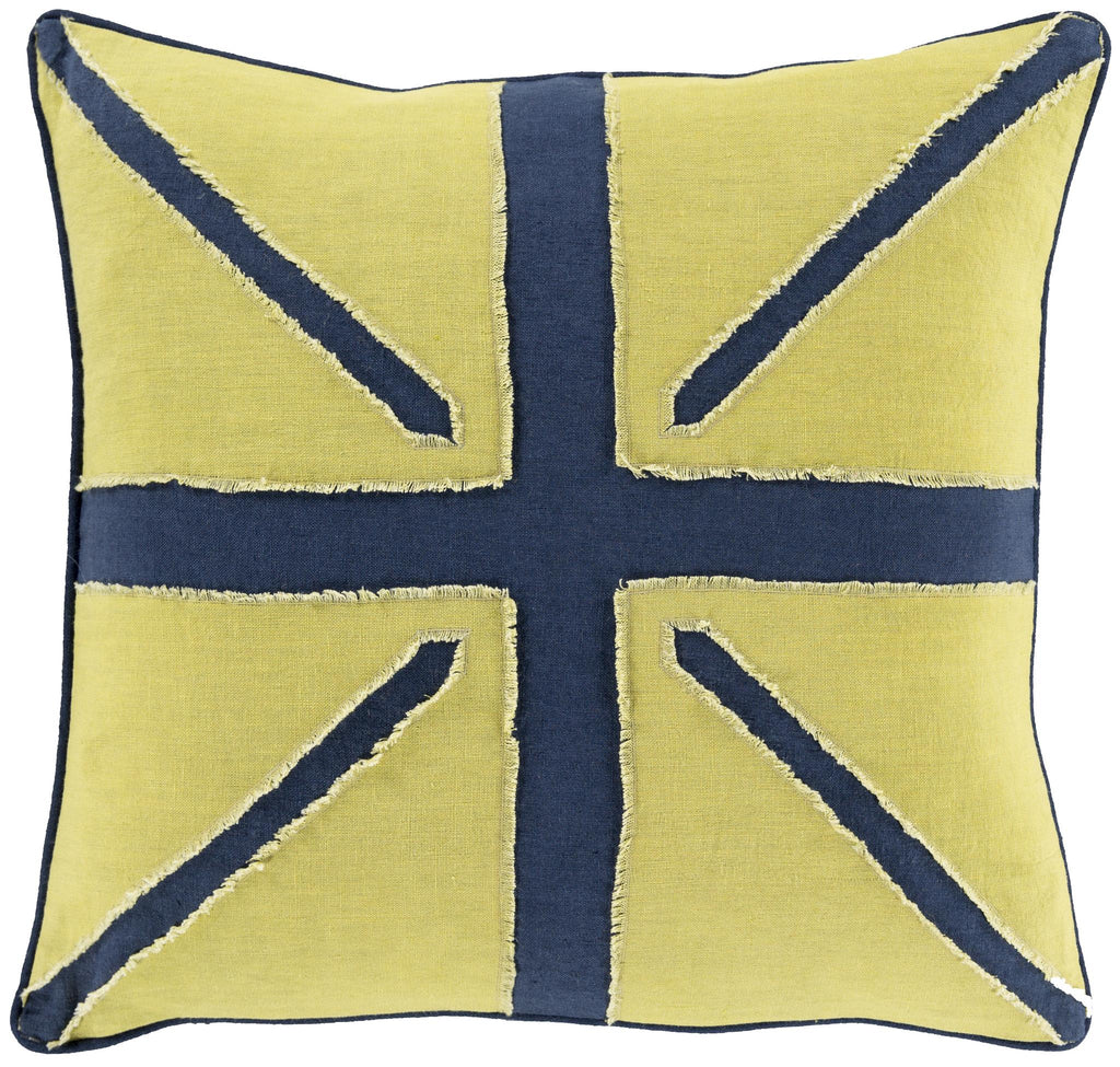 Surya Linen Flag LF-001 Grass Green Navy 18"H x 18"W Pillow Cover