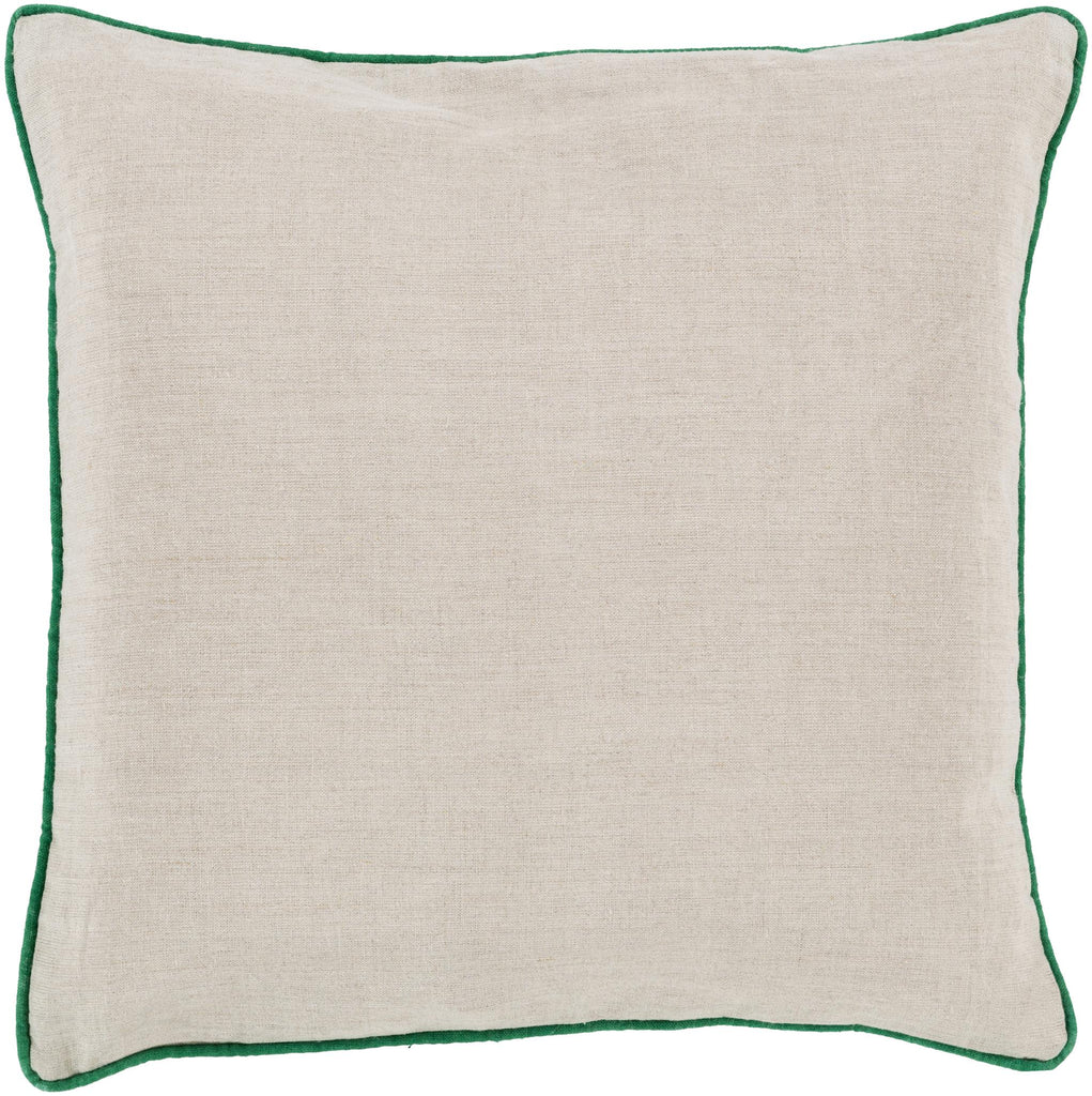 Surya Linen Piped LP-002 Emerald Taupe 18"H x 18"W Pillow Cover