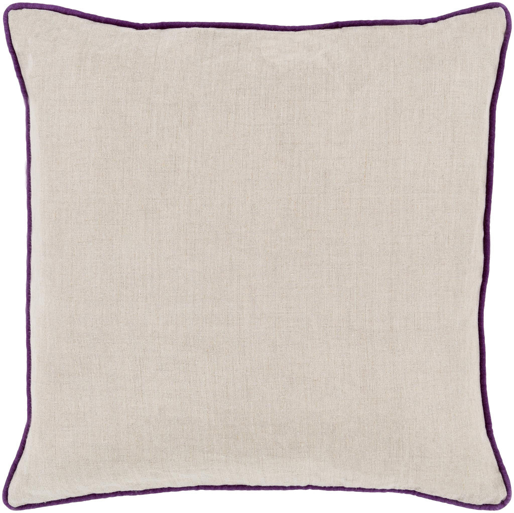 Surya Linen Piped LP-007 Purple Taupe 18"H x 18"W Pillow Cover