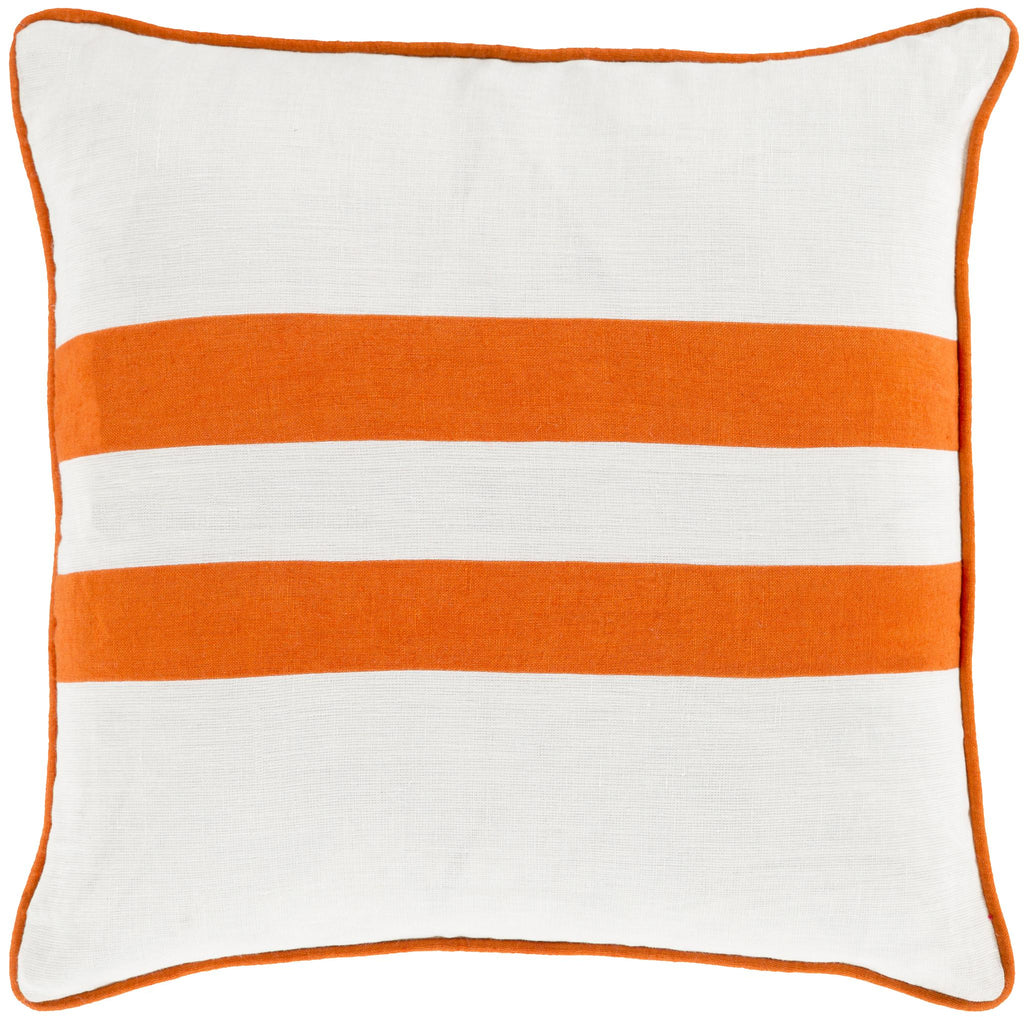 Surya Linen Stripe LS-004 Cream Red 18"H x 18"W Pillow Cover