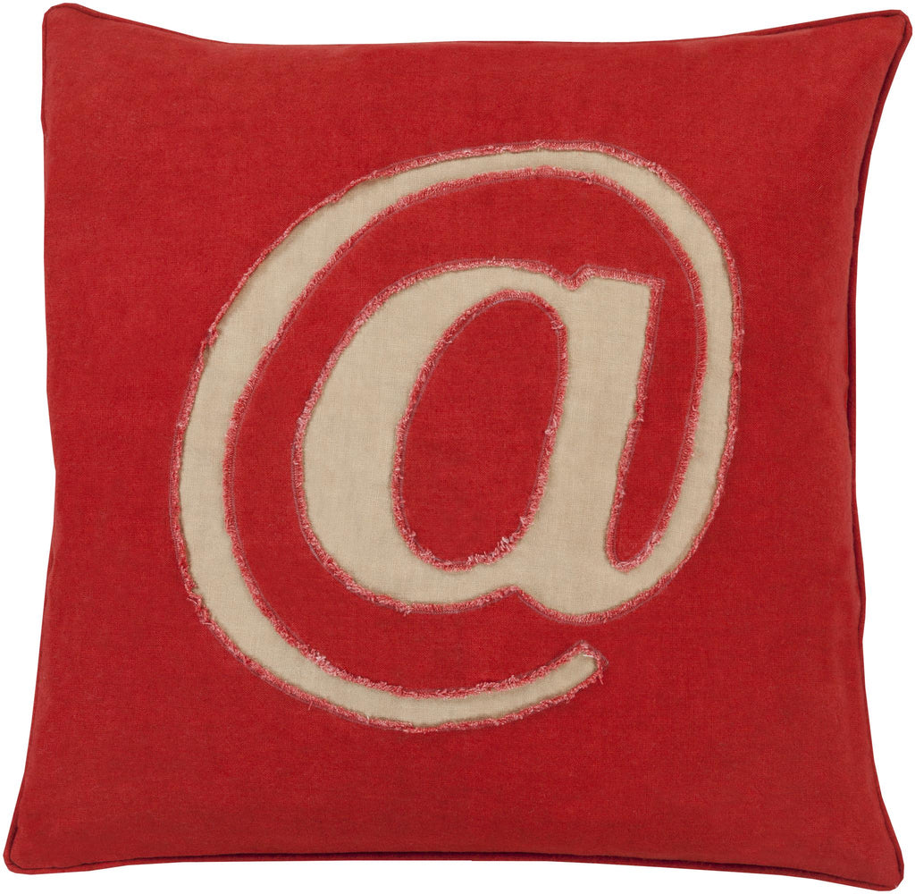 Surya Linen Text LX-002 Red Tan 18"H x 18"W Pillow Cover