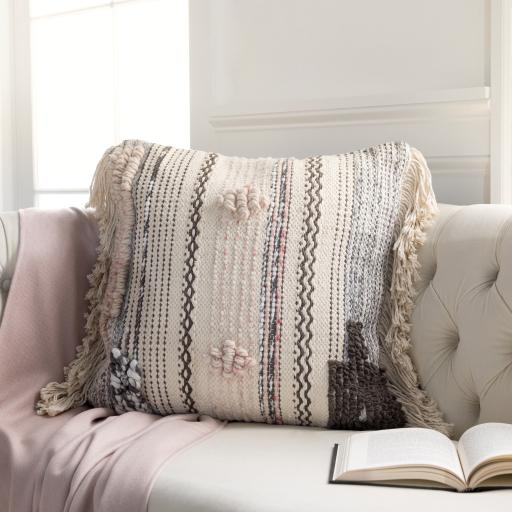 Surya Lovisa LSA-001 Beige Charcoal 14"H x 22"W Pillow Kit