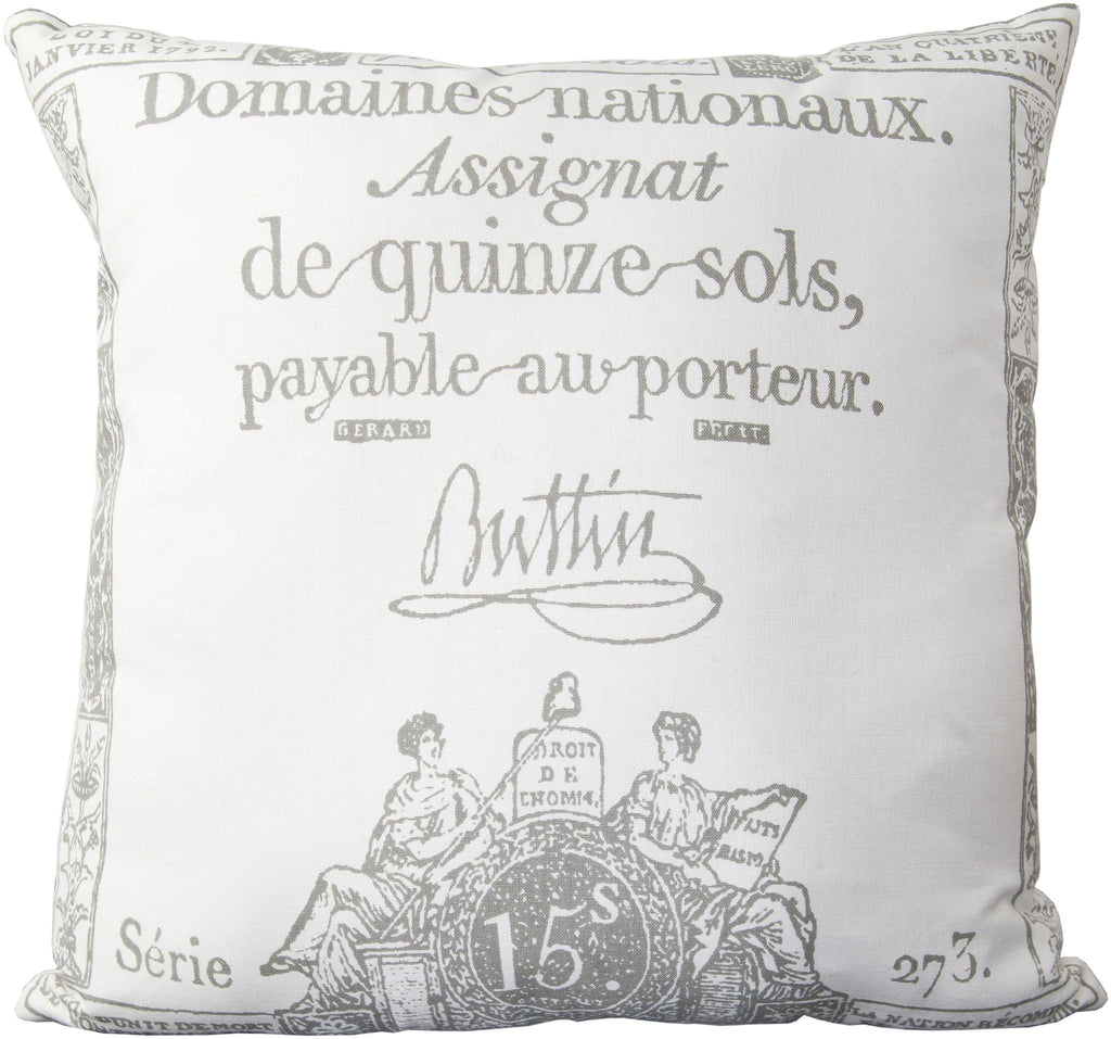 Surya Montpellier LG-508 Charcoal Cream 22"H x 22"W Pillow Kit