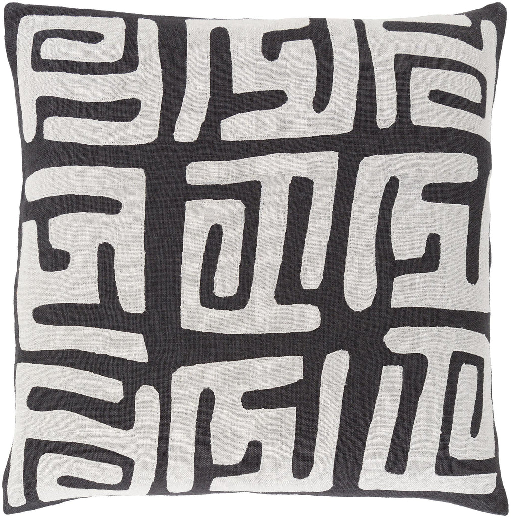 Surya Nairobi NRB-006 Black Light Gray 18"H x 18"W Pillow Cover