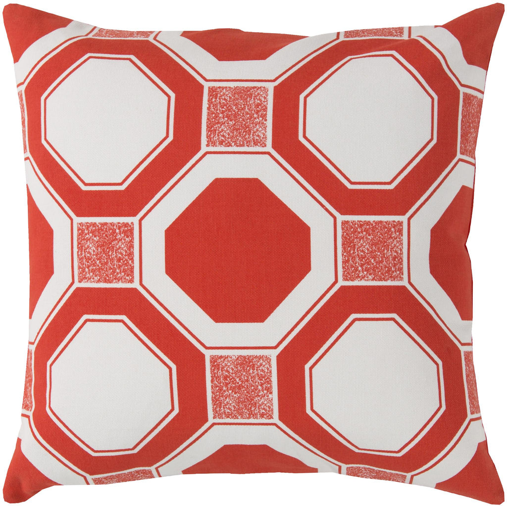 Surya Octagonal FB-029 Cream Red 20"H x 20"W Pillow Cover