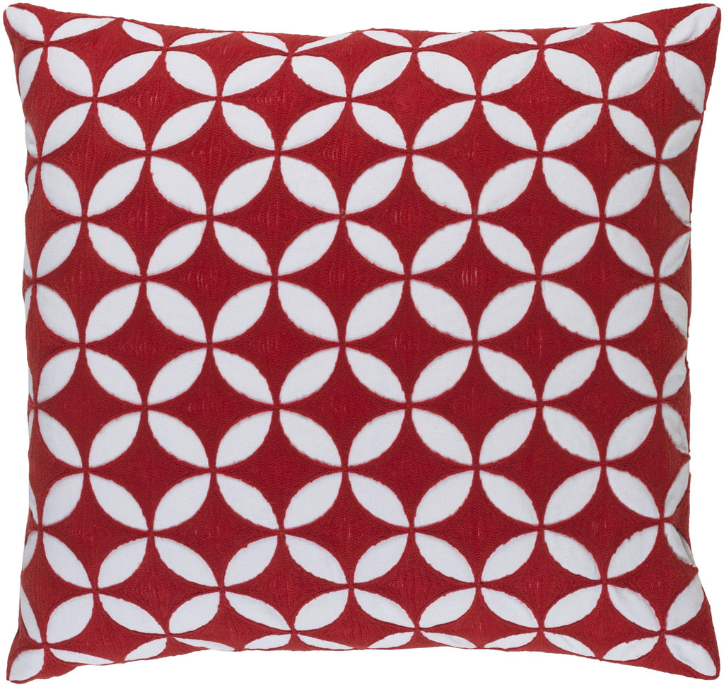 Surya Perimeter PER-001 Red White 18"H x 18"W Pillow Cover