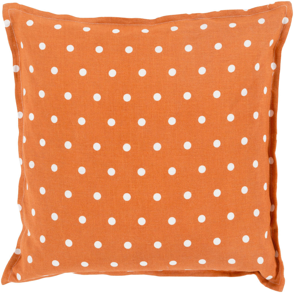 Surya Polka Dot PD-005 Burnt Orange Cream 20"H x 20"W Pillow Cover