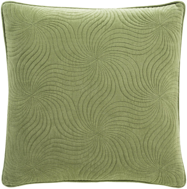 Surya Quilted Cotton Velvet QCV-007 Medium Green 20"H x 20"W Pillow Cover