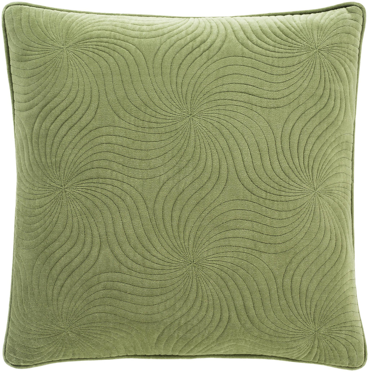 Surya Quilted Cotton Velvet QCV-007 Medium Green 20"H x 20"W Pillow Kit