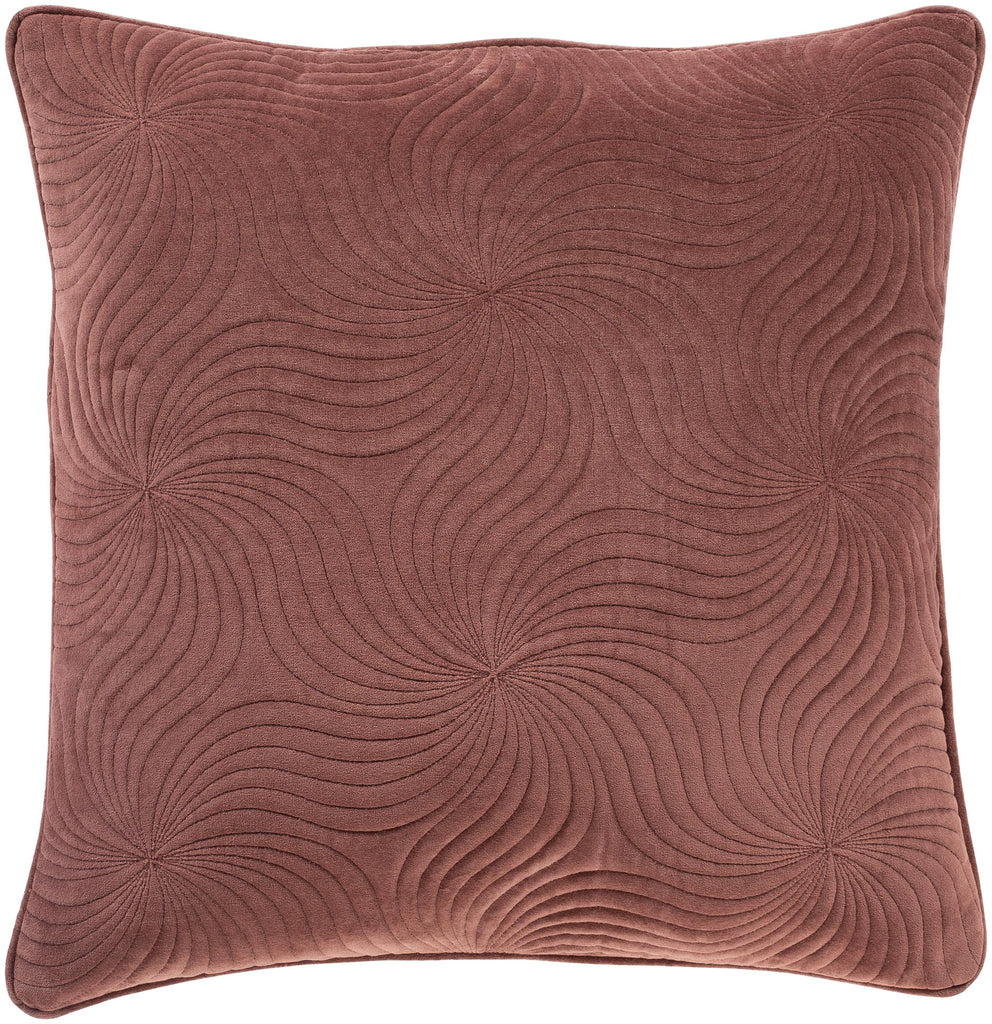 Surya Quilted Cotton Velvet QCV-009 Burgundy 22"H x 22"W Pillow Cover