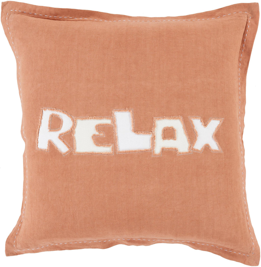 Surya Relax RX-003 Brick Red Cream 18"H x 18"W Pillow Cover