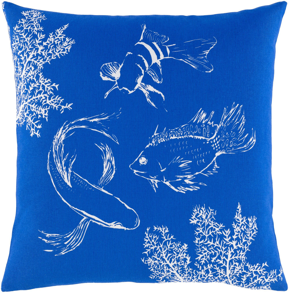 Surya Sea Life SLF-005 Dark Blue White 18"H x 18"W Pillow Cover