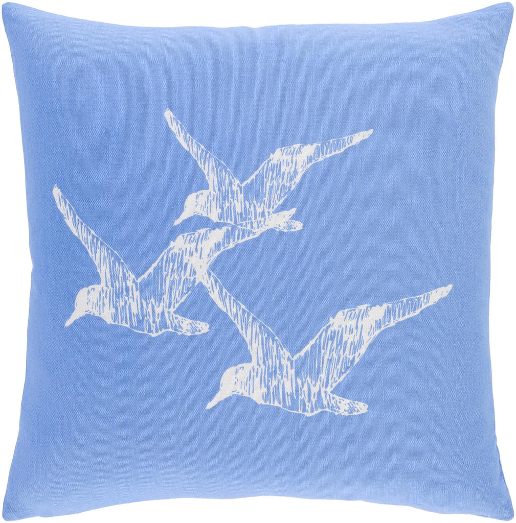 Surya Sea Life SLF-006 Sky Blue White 18"H x 18"W Pillow Cover
