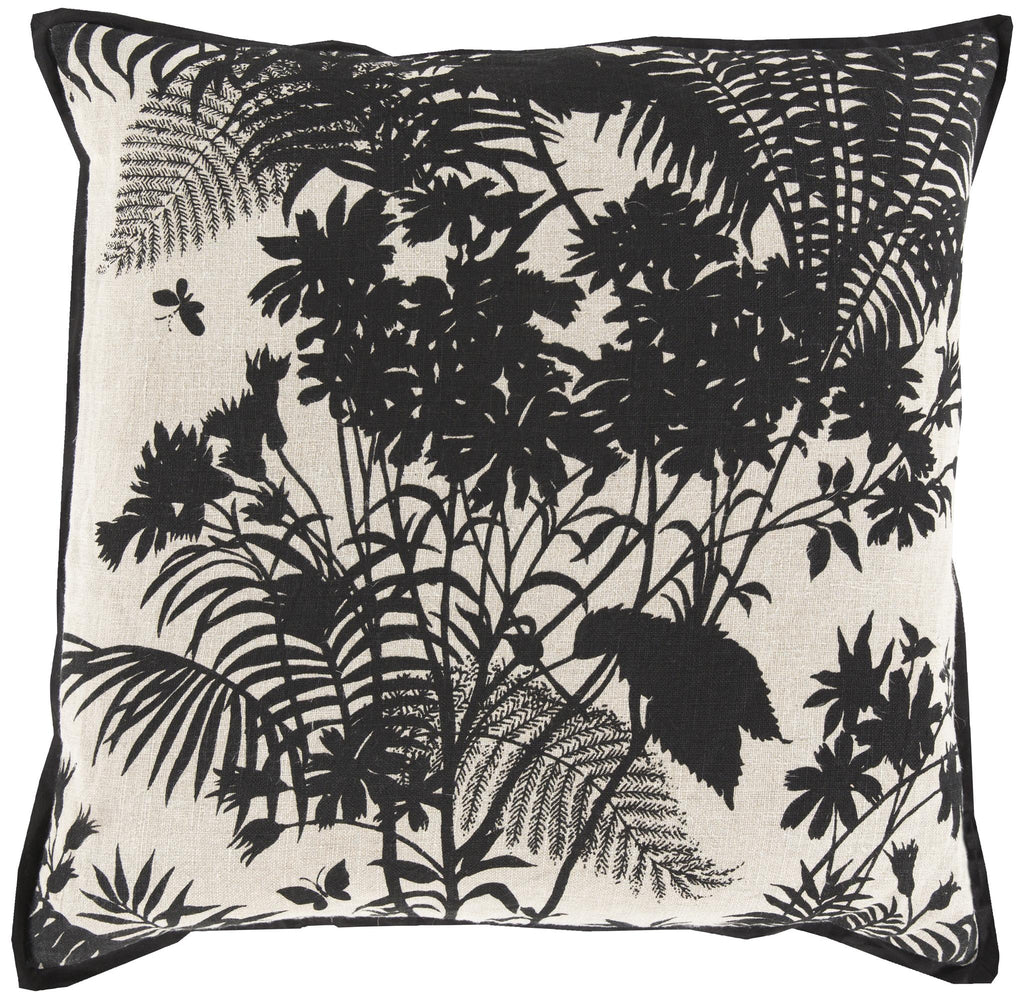 Surya Shadow Floral FBS-004 Blush Charcoal 20"H x 20"W Pillow Cover