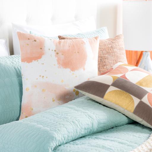 Surya Sheana AHE-001 Metallic Gold Peach 20"H x 20"W Pillow Cover
