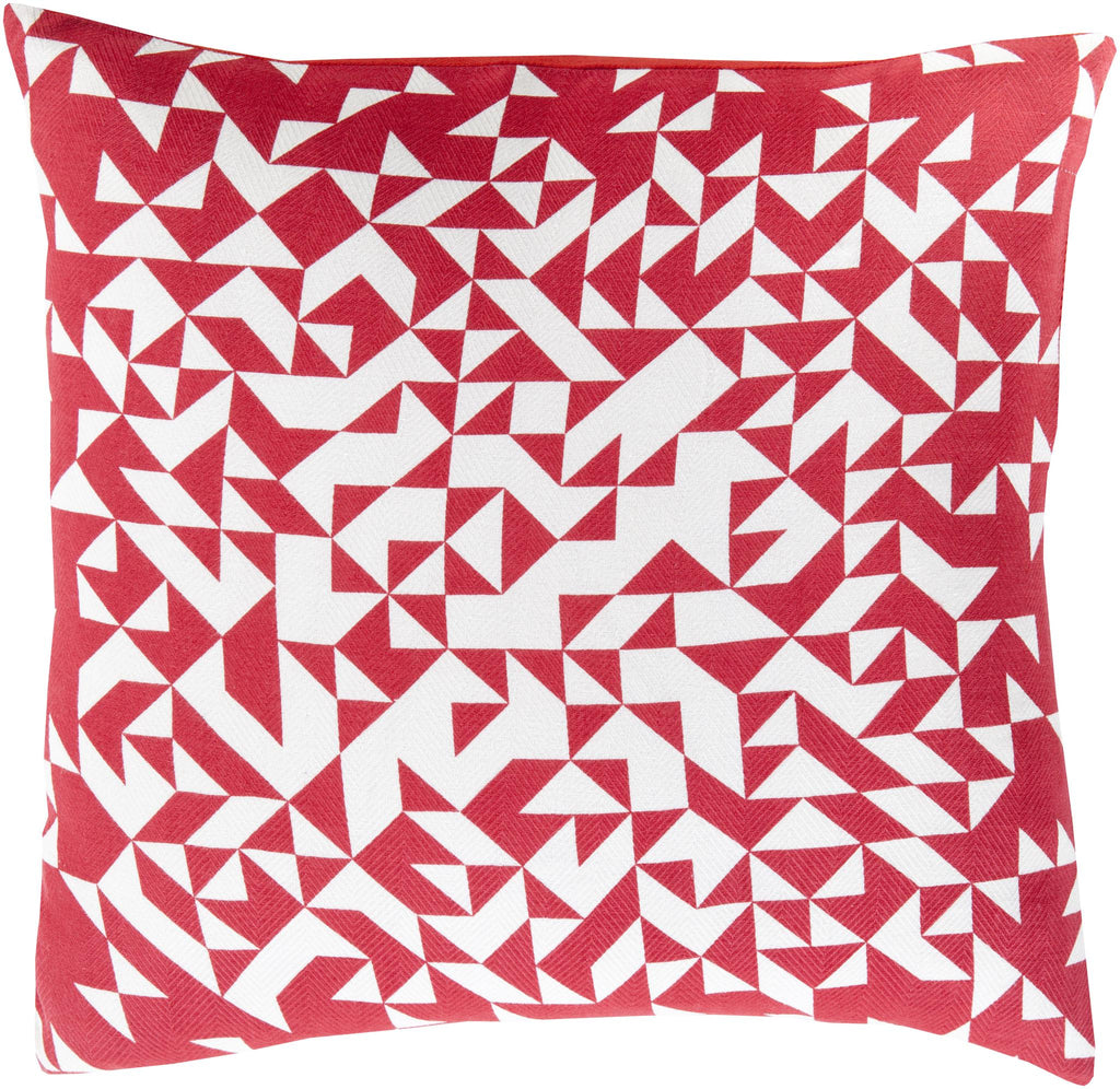 Surya Teori TO-004 Red White 18"H x 18"W Pillow Cover