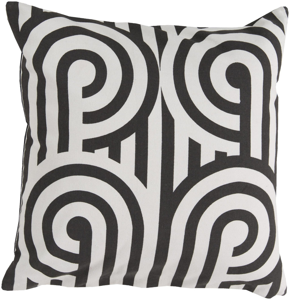 Surya Turnabouts FB-025 Black Cream 20"H x 20"W Pillow Cover