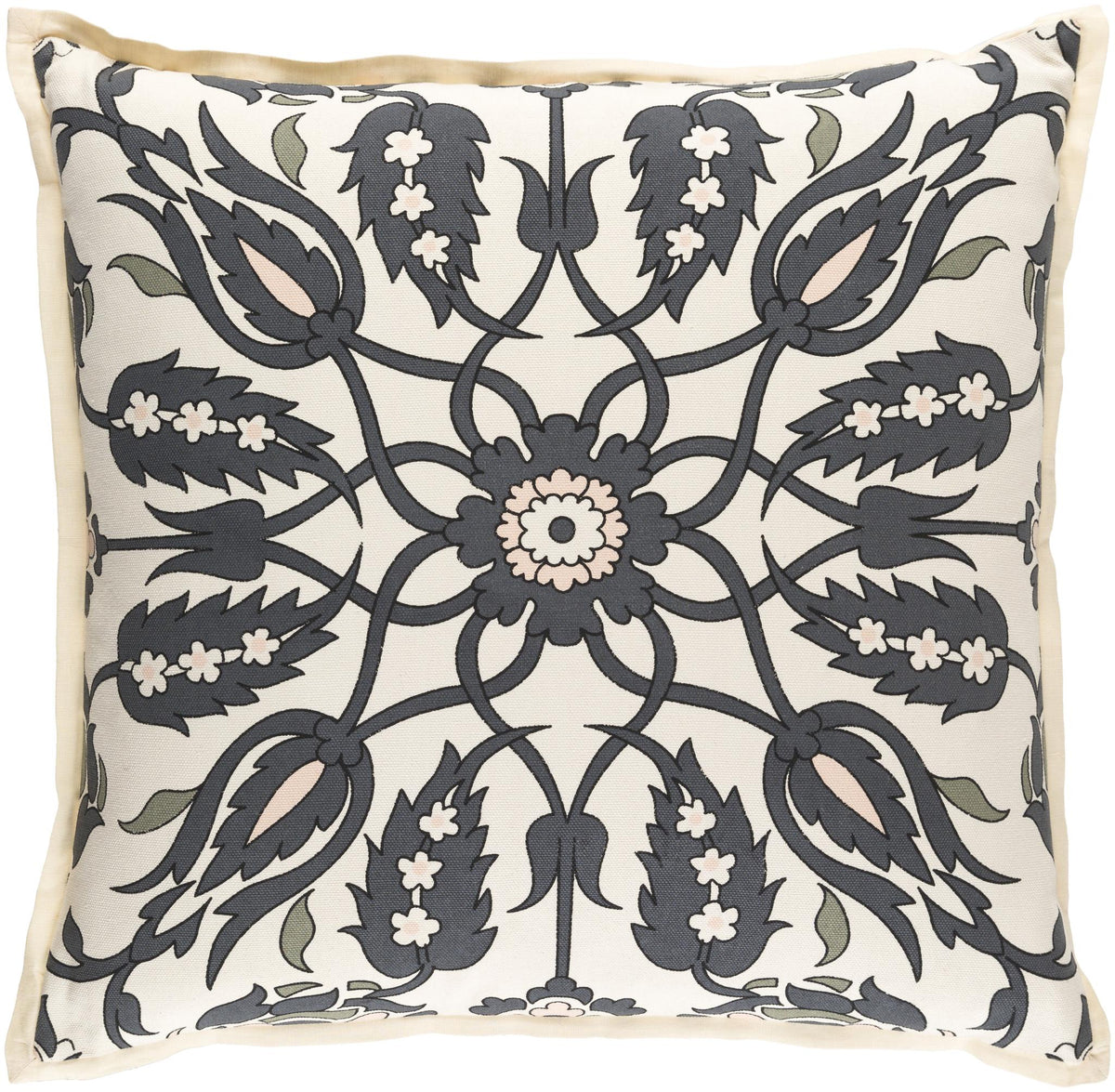 Surya Vincent VCT-006 Black Charcoal 18"H x 18"W Pillow Cover