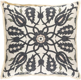Surya Vincent VCT-006 Black Charcoal 18"H x 18"W Pillow Cover