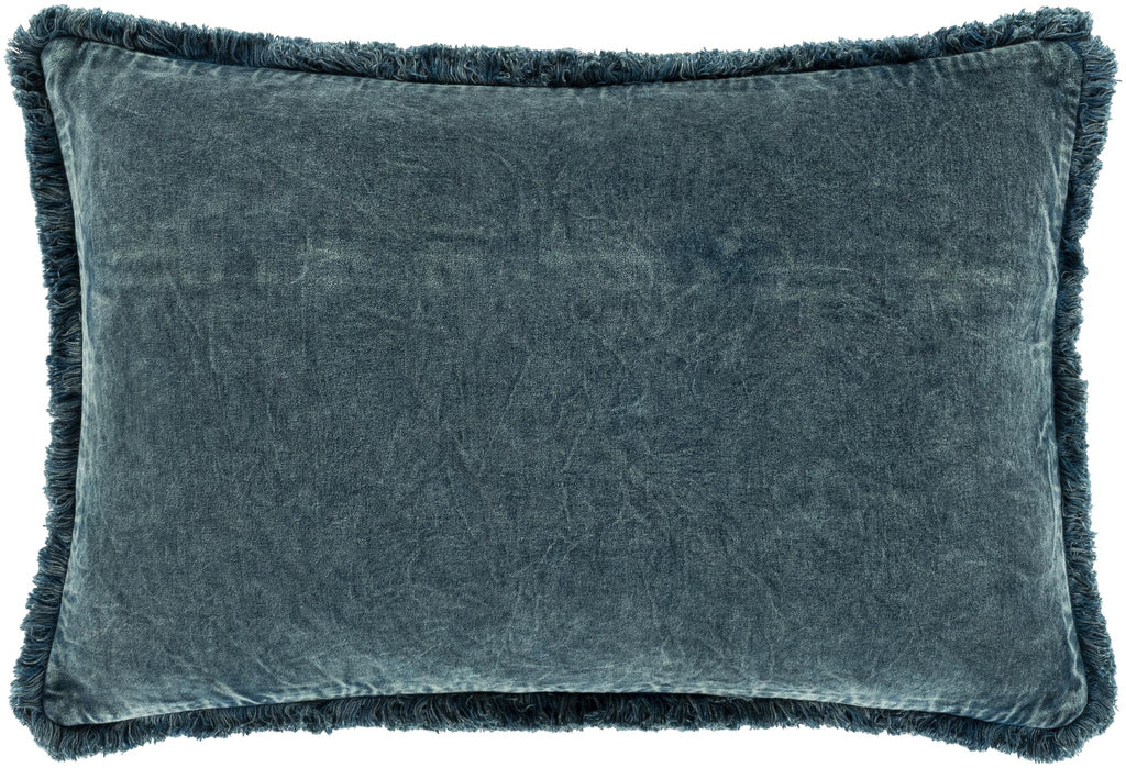 Surya Washed Cotton Velvet WCV-007 Charcoal 14"H x 22"W Pillow Cover