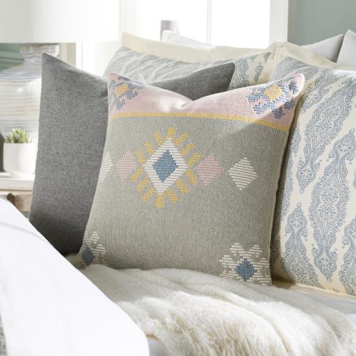 Surya Zakaria ZKA-001 Bright Blue Light Pink 20"H x 20"W Pillow Cover