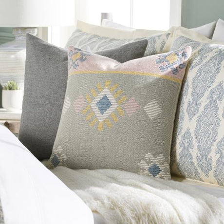 Surya Zakaria ZKA-001 Bright Blue Light Pink 20"H x 20"W Pillow Cover