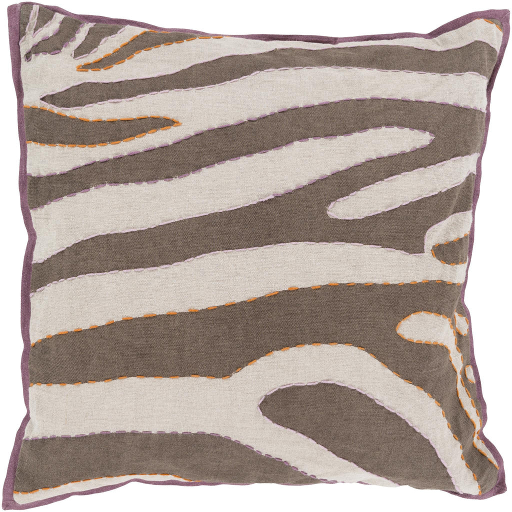 Surya Zebra LD-039 Cream Dark Brown 18"H x 18"W Pillow Cover
