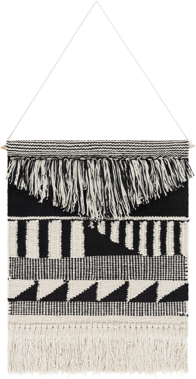 Surya Latham LAT-1000 Black Cream 24"H x 17"W Wall Hanging