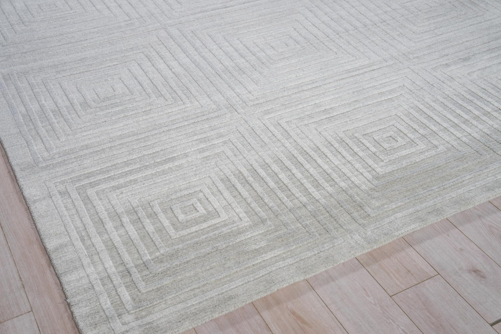 Exquisite Castelli Handloomed Bamboo Silk and New Zealand Wool Light Silver Area Rug 12.0'X15.0' Rug