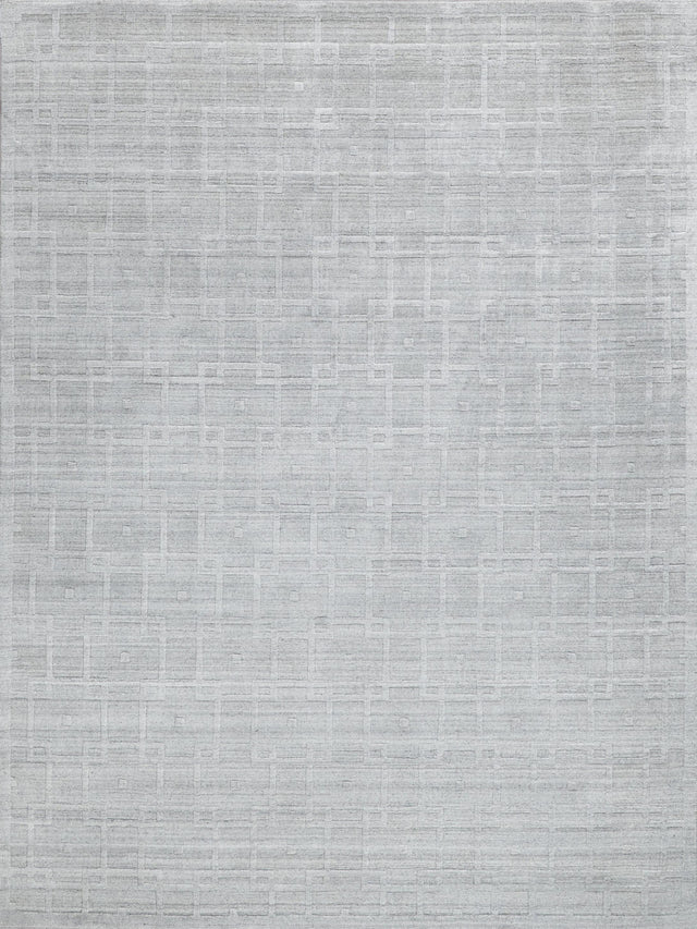 Exquisite Rugs Castelli Handloomed Bamboo Silk and New Zealand Wool 5628 Light Silver 10' x 14' Area Rug