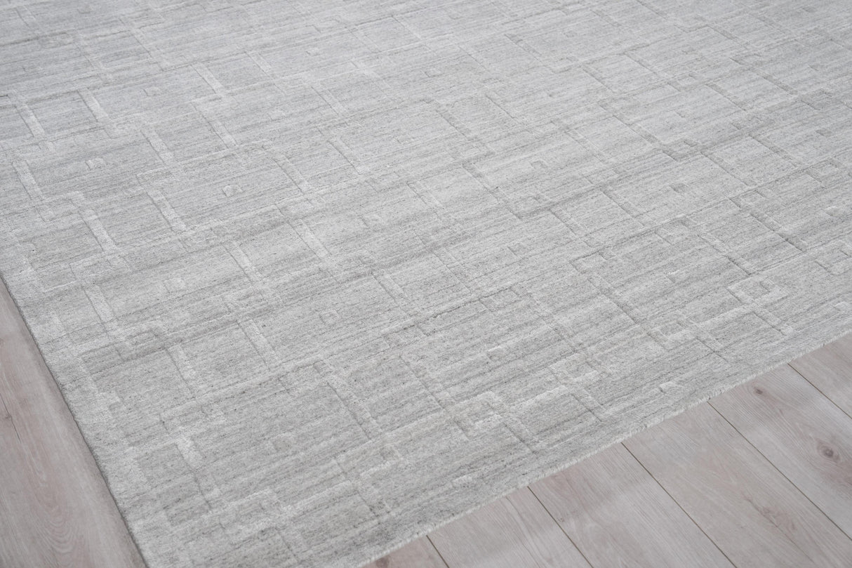 Exquisite Rugs Castelli Handloomed Bamboo Silk and New Zealand Wool 5628 Light Silver 8' x 10' Area Rug