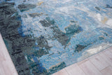 Exquisite Rugs Cosmo Hand-Knotted Wool and Bamboo Silk 5706 Blue/Silver/Dark Gray 14' x 10' Area Rug