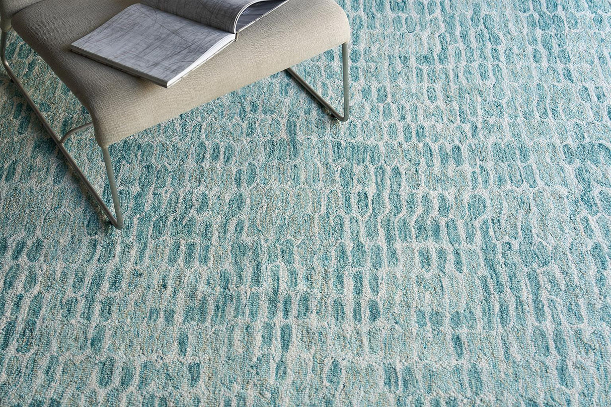 Exquisite Rugs Ink Blot Hand Tufted New Zealand Wool 6308 Turquoise 12' x 15' Area Rug