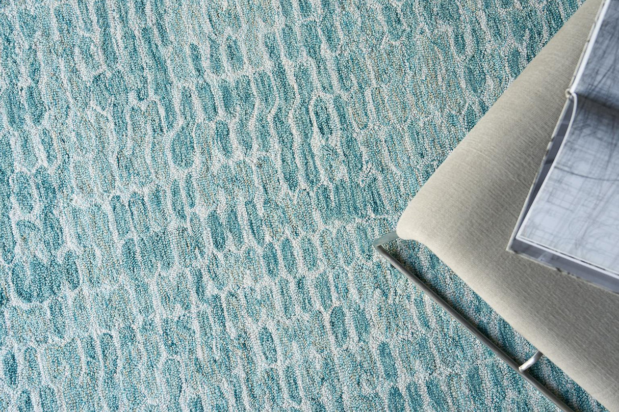 Exquisite Rugs Ink Blot Hand Tufted New Zealand Wool 6308 Turquoise 5' x 8' Area Rug
