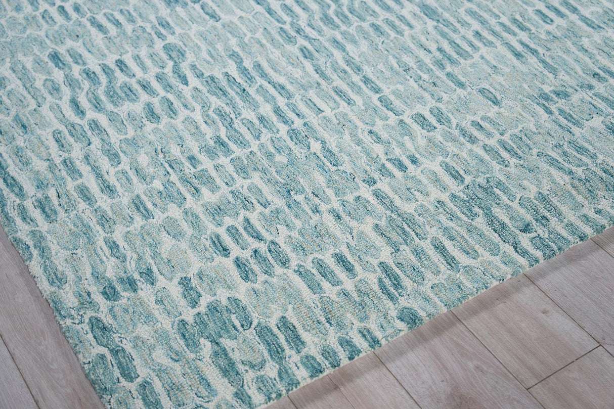 Exquisite Rugs Ink Blot Hand Tufted New Zealand Wool 6308 Turquoise 8' x 10' Area Rug