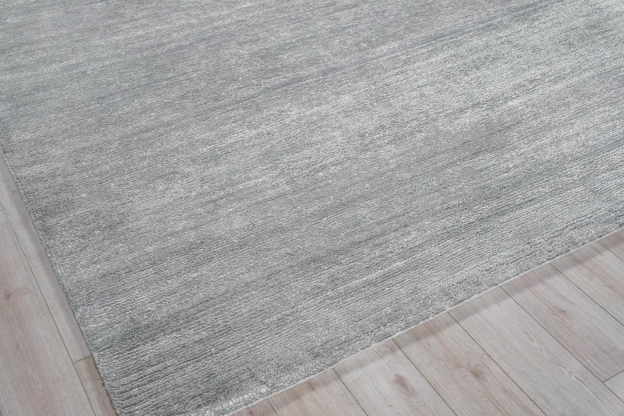 Exquisite Rugs Plush Hand-Knotted Bamboo Silk and Wool 4653 Dark Silver 10' x 14' Area Rug