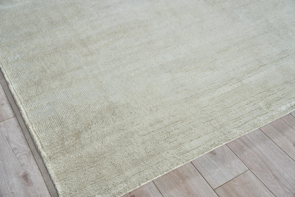 Exquisite Plush Hand-Knotted Bamboo Silk and Wool White Area Rug 10.0'X14.0' Rug