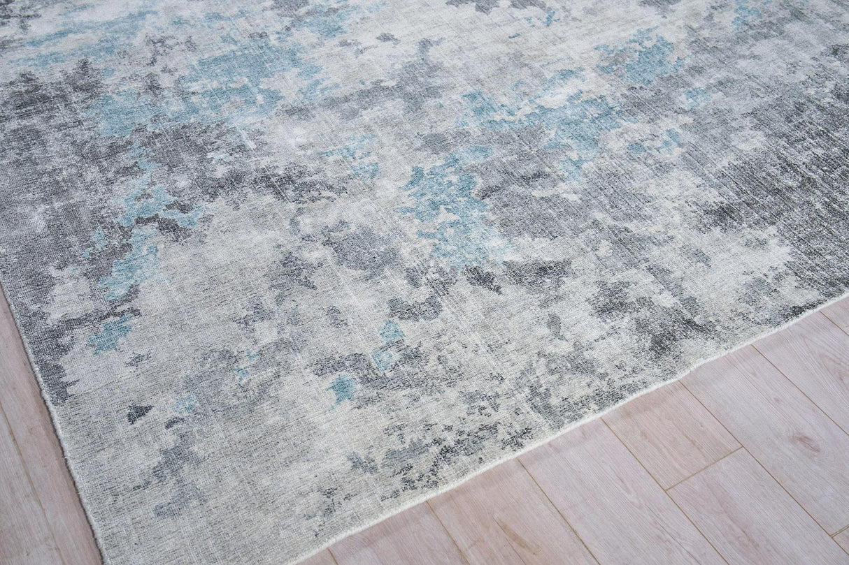Exquisite Rugs Sky Handloomed Wool and Bamboo Silk 6327 Gray/Blue 10' x 14' Area Rug