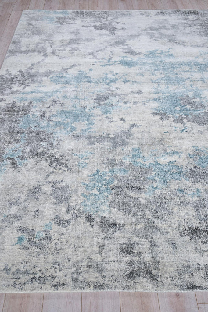 Exquisite Sky Handloomed Wool and Bamboo Silk Gray/Blue Area Rug 10.0'X14.0' Rug