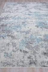 Exquisite Rugs Sky Handloomed Wool and Bamboo Silk 6327 Gray/Blue 10' x 14' Area Rug