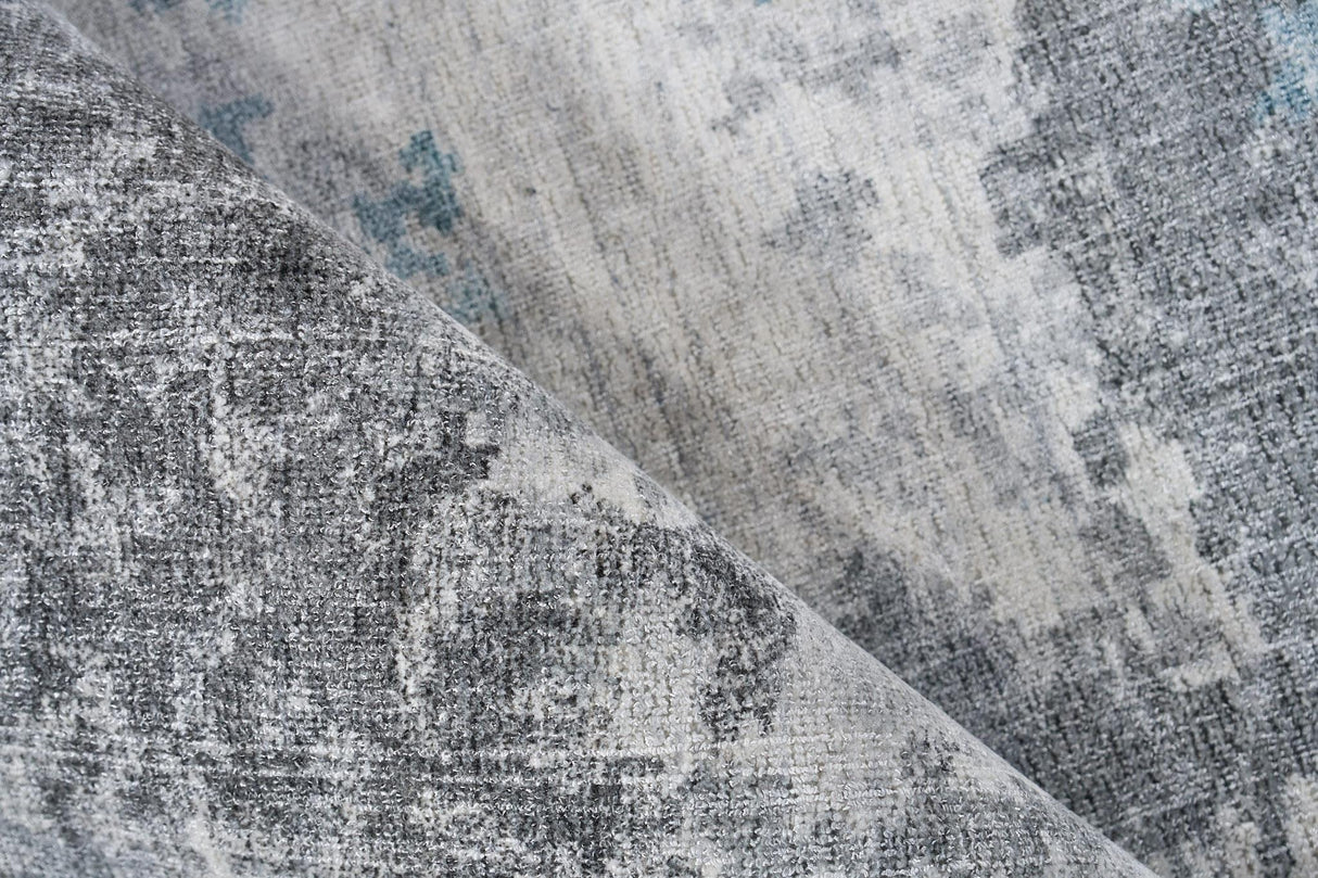 Exquisite Rugs Sky Handloomed Wool and Bamboo Silk 6327 Gray/Blue 10' x 14' Area Rug