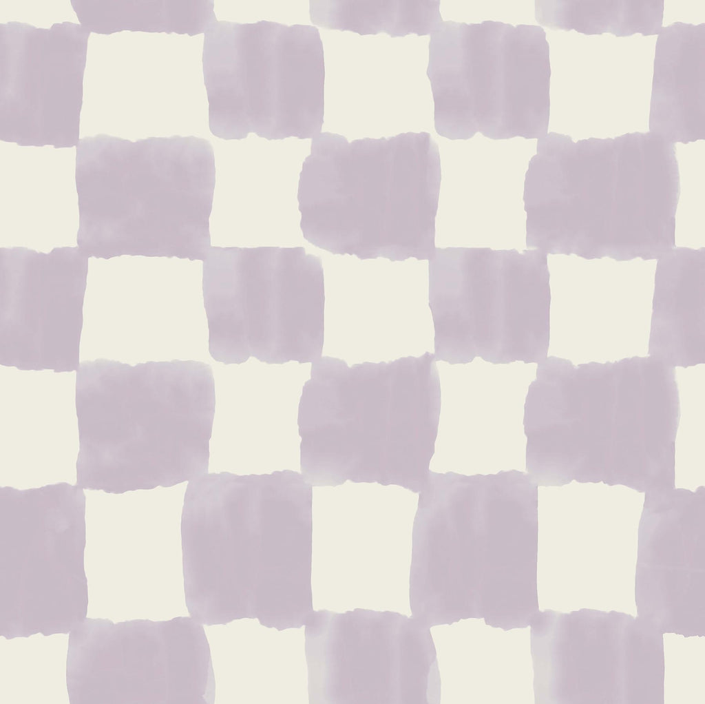 RoomMates Tess Watercolor Soft Lavender Checker Peel And Stick Purple Wallpaper