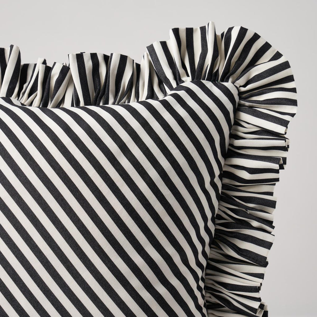 Schumacher Brigitte Stripe Black 22" x 22" Pillow