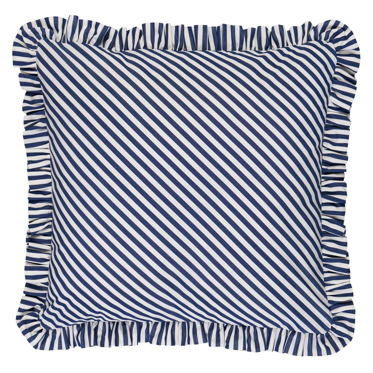 Schumacher Navy 22" x 22" Brigitte Stripe Pillow