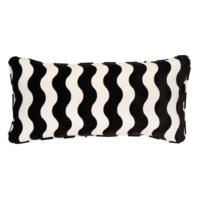 Schumacher Black 24" x 12" The Wave Pillow
