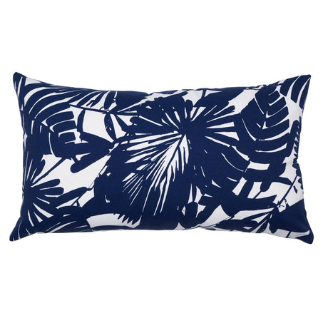 Schumacher Palisades Palm Print I/O Indigo 20" x 12" Pillow