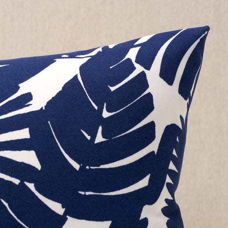 Schumacher Palisades Palm Print I/O Indigo 20" x 12" Pillow