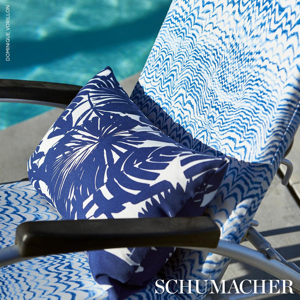 Schumacher Palisades Palm Print I/O Indigo 20" x 12" Pillow