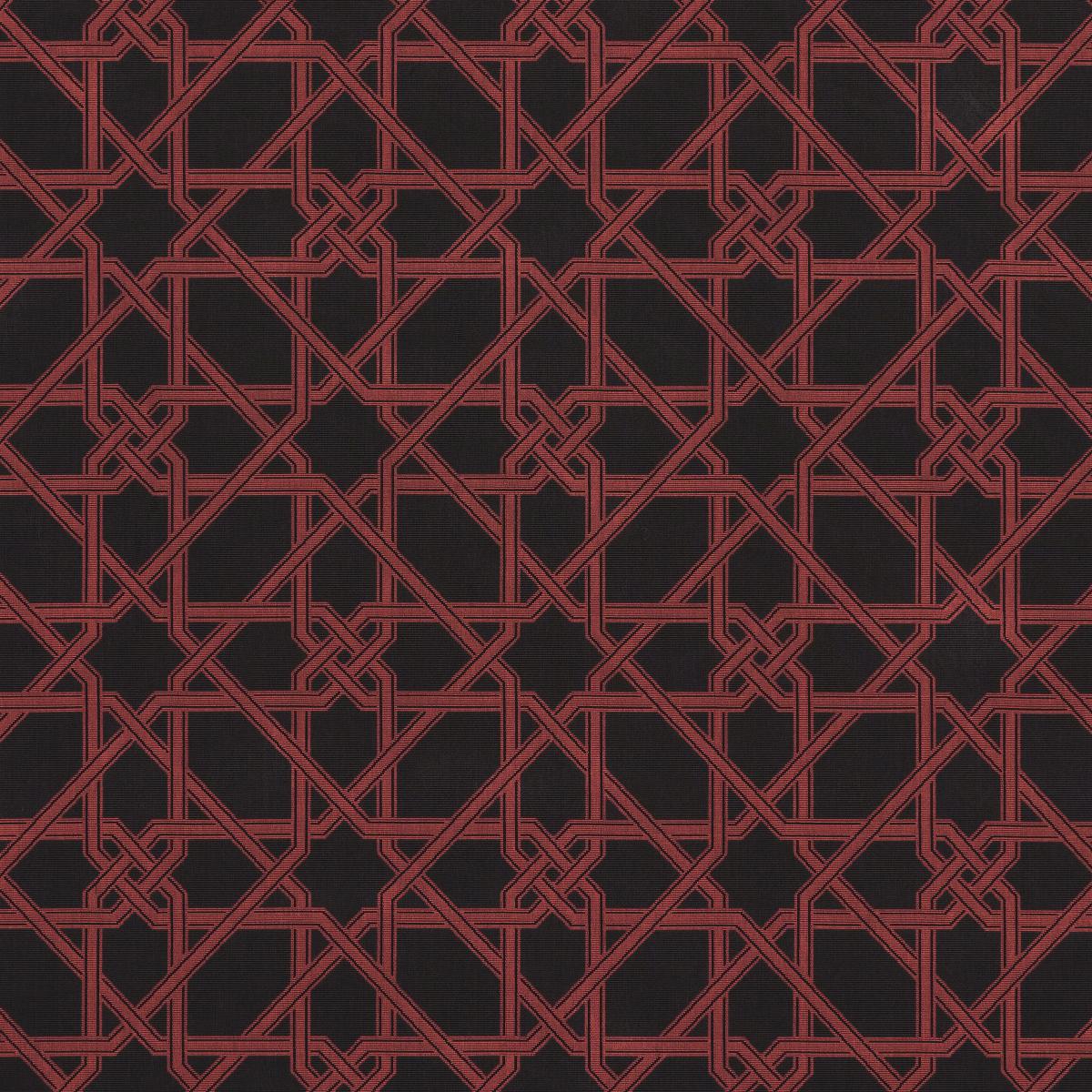 Schumacher Le Maroc Pingl Black And Red Fabric